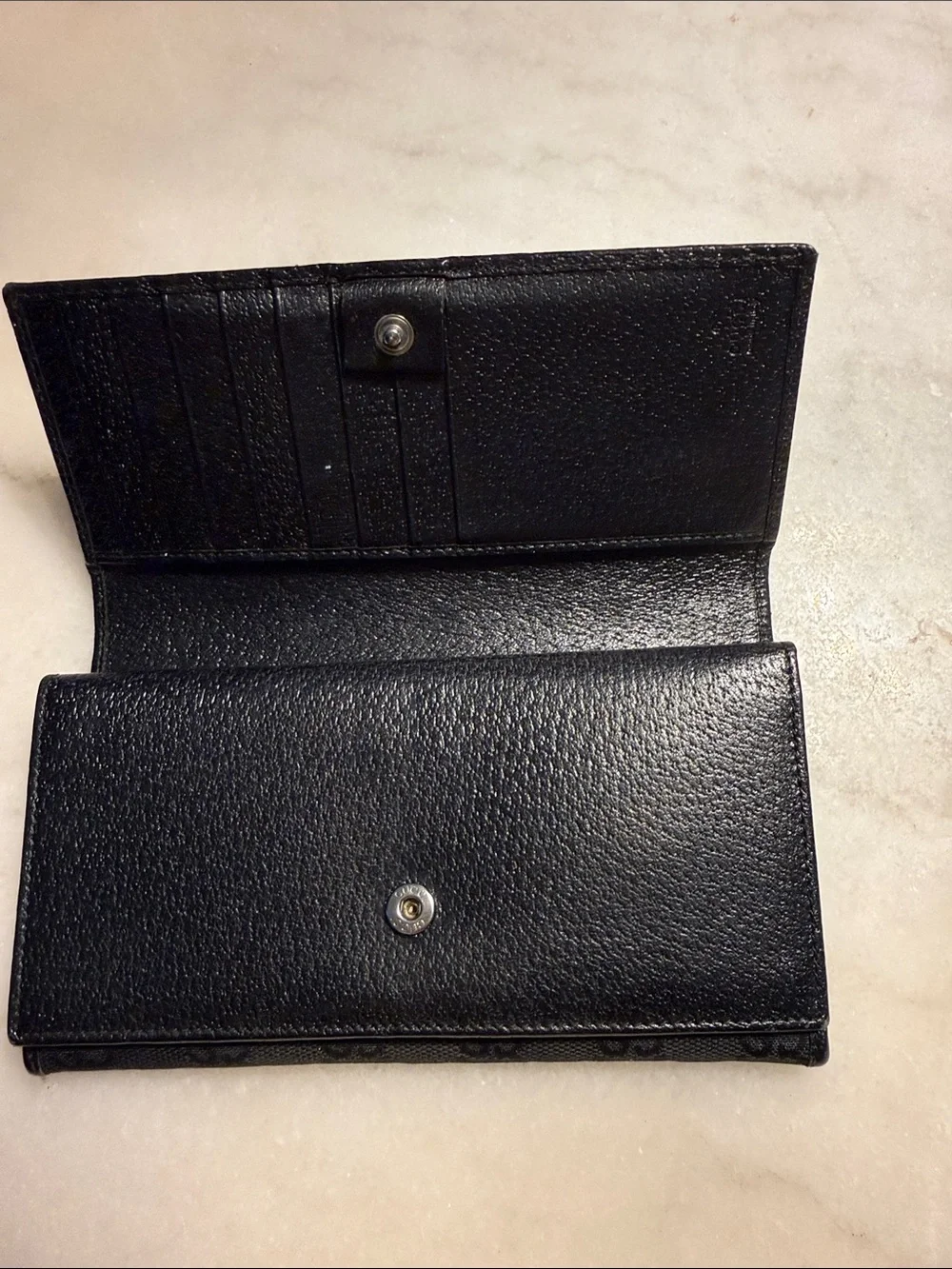 Gucci Black GG Monogram Continental Wallet with Metal Logo Plaque - Picture 5 of 5